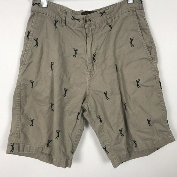 American Heritage Dawson Brooks Mens Khaki Shorts Embroidery Golfers Size 30 - Picture 4 of 4